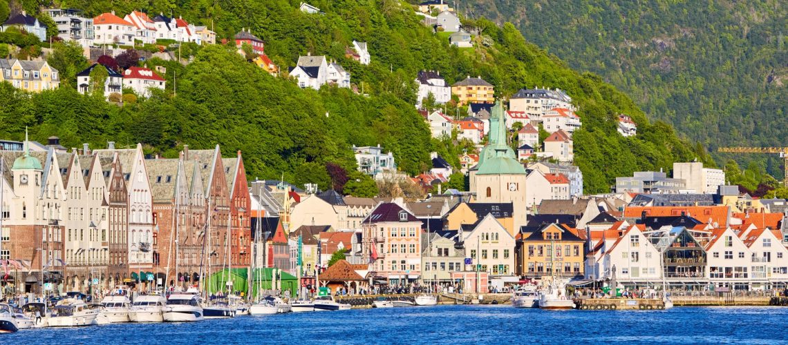 Bergen harbour and Bryggen street, Norway